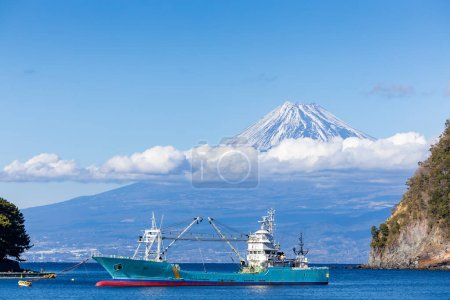 Photo for Mt. Fuji view from Heta fishing harbor in Japan. - Royalty Free Image