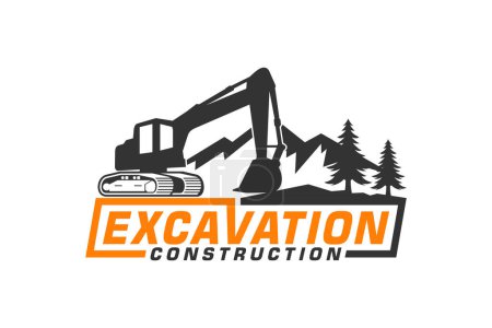 Illustration for Excavator logo template vector. Heavy equipment logo vector for construction company - Royalty Free Image