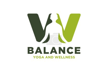 Téléchargez les photos : Logo initial vectoriel W avec concept de yoga - en image libre de droit