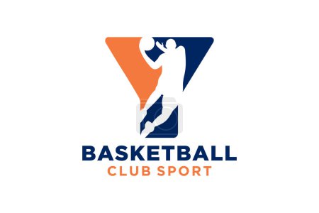 Téléchargez les photos : Lettre initiale Y icône logo de basket-ball. symbole de logo de balle de panier - en image libre de droit