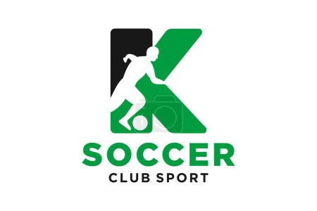 Ilustración de Letra K de iniciales vectoriales con diseño de logotipo moderno geométrico creativo de fútbol - Imagen libre de derechos