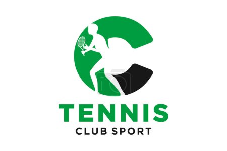 Téléchargez les illustrations : Initiales vectorielles lettre C avec logo moderne géométrique créatif tennis - en licence libre de droit