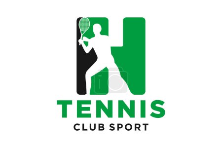 Téléchargez les illustrations : Initiales vectorielles lettre H avec logo moderne géométrique créatif tennis - en licence libre de droit