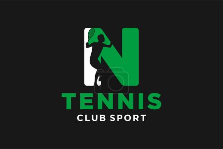 Téléchargez les illustrations : Initiales vectorielles lettre N avec logo moderne géométrique créatif tennis - en licence libre de droit