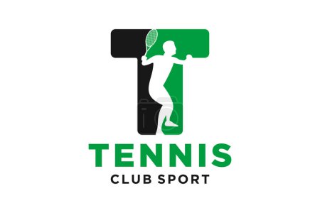 Téléchargez les photos : Initiales vectorielles lettre T avec tennis design moderne géométrique créatif logo - en image libre de droit