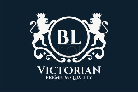 Luxus Buchstabe BL Wappen Gold Farbe Logo Vektor, Victory-Logo, Wappen-Logo, Flügel-Logo