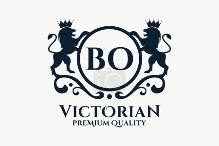 Letra de lujo BO cresta Gold color Logo vector, logotipo de la victoria, logotipo de la cresta, logotipo del ala