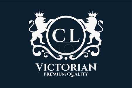 Carta de lujo CL cresta Color oro Logo vector, logotipo de la victoria, logotipo de la cresta, logotipo del ala