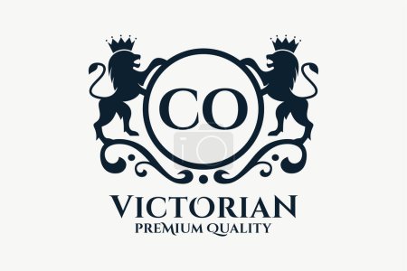 Carta de lujo CO cresta Color oro Logo vector, logotipo de la victoria, logotipo de la cresta, logotipo del ala