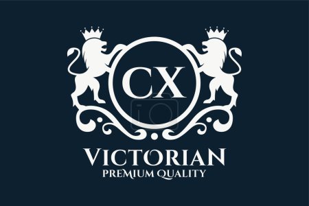 Lettre de luxe CX crête couleur or Logo vecteur, logo de la victoire, logo de la crête, logo de l'aile