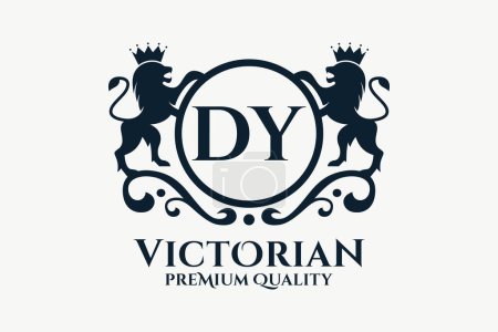 Luxury Letter DY crest Gold color Logo vector, Victory logo, crest logo, wing logo