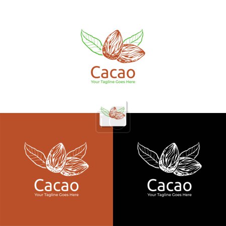 Téléchargez les illustrations : Modèle de logo cacao design dans un style vintage - en licence libre de droit