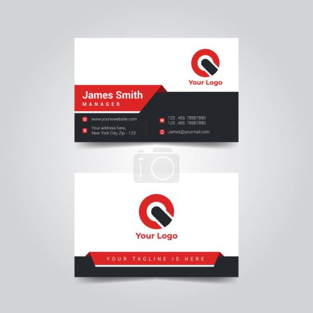 Illustration for Red and black business card template for company - Royalty Free Image