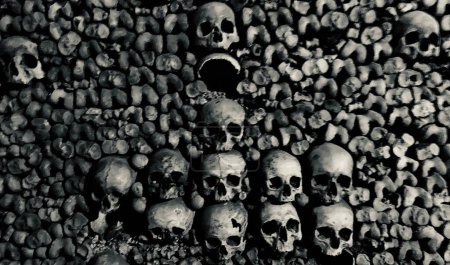 Téléchargez les photos : Crânes dans les Catacombes de Paris - en image libre de droit