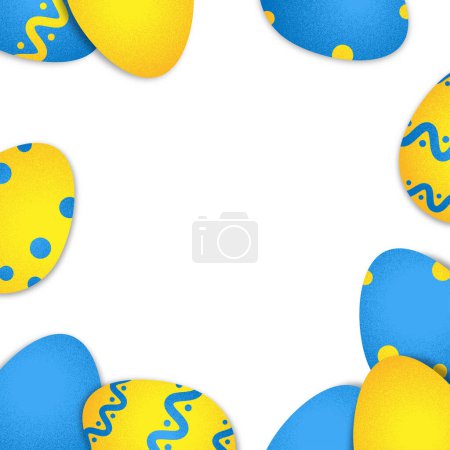 Ilustración de Marco de tarjeta de Pascua ortodoxa ucraniana con huevos azules y amarillos - Imagen libre de derechos