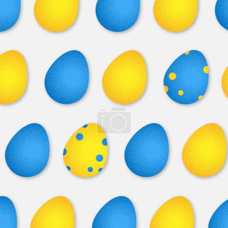 Ilustración de Patrón de huevos de Pascua azul y amarillo - Imagen libre de derechos