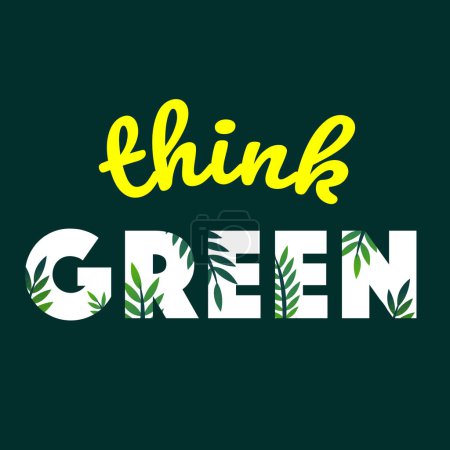 Grüner Textvektor mit Blättern denken