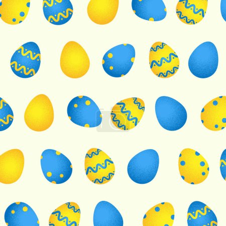 Ilustración de Patrón de huevos de Pascua ucraniano con diseño azul y amarillo - Imagen libre de derechos