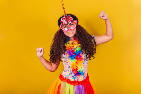 Photo for Caucasian, brazilian girl dressed for carnival. dancing. - Royalty Free Image