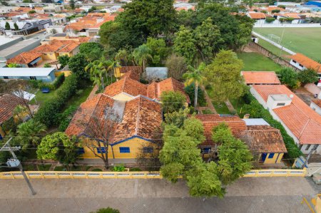 Téléchargez les photos : Brodowski, So Paulo, Brésil - Vers juin 2022 : Image aérienne de la ville de Brodowski, maison Candido Portinari. - en image libre de droit
