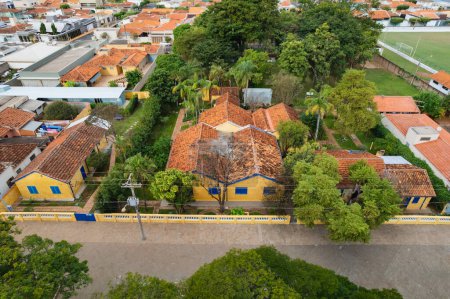 Photo for Brodowski, So Paulo ,Brazil - Circa june 2022: Aerial image of Brodowski city,house Candido Portinari. - Royalty Free Image