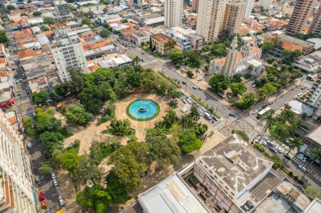 Photo for Batatais, So Paulo, Brazil - Circa, June 2022: City of Batatais, City Central Square and Mother Church. - Royalty Free Image