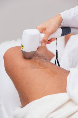 Photo for Aesthetic clinic, photo of laser hair removal procedure. - Royalty Free Image