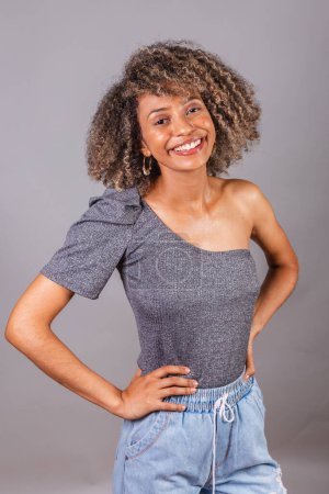 Photo for Black Brazilian woman, beautiful, smiling, extremely happy. - Royalty Free Image