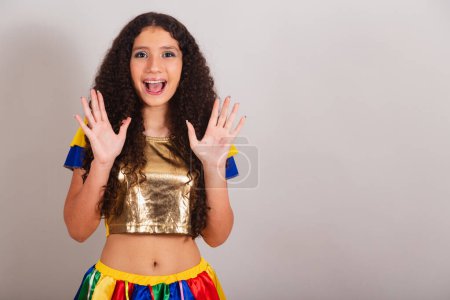 Photo for Young teen girl, brazilian, with frevo clothes, carnival. amazing. - Royalty Free Image