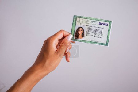 Photo for Hand holding identity card. document. Brazilian. - Royalty Free Image