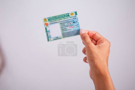 Photo for Hand holding driver's license. Brazilian document. - Royalty Free Image