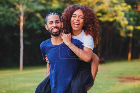 Photo for Black valentine couple in the park in love. Passionate couple of lovers. Valentine's day concept - Royalty Free Image