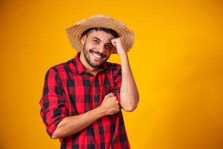 Brazilian man wearing typical clothes for the Festa Junina