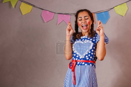 Photo for Young afro woman dressed for junina party - Royalty Free Image