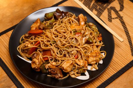 Photo for Bowl with yakisoba in white background - Royalty Free Image