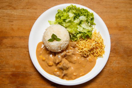 Photo for Delicious chicken stroganoff with copy space - Royalty Free Image