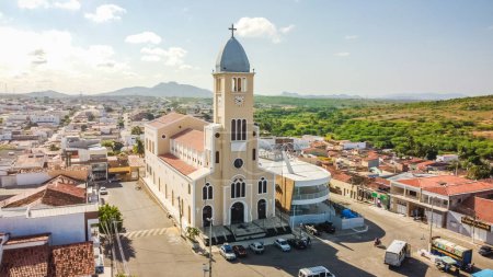 Photo for Santa Cruz, Brazil - March 12 2021:  Aerial image of the parish church of Santa Rita de Cassia. - Royalty Free Image