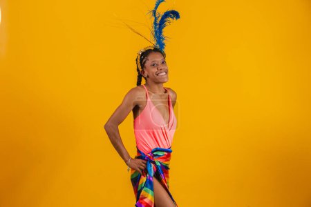 Photo for Dread woman in lgbt hair dressed for carnival - Royalty Free Image