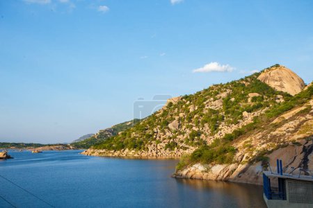 Photo for Nature photo. Beautiful river with trees and mountains. Horizontal - Royalty Free Image
