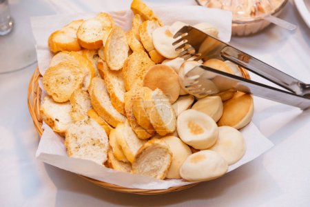 Photo for Toast and bread, appetizers and party snacks. - Royalty Free Image