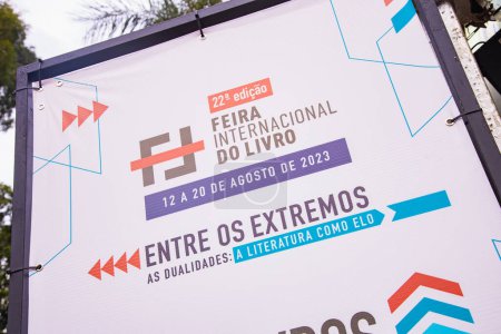 Téléchargez les photos : Ribeiro Preto, Sao Paulo / Brésil - 20 août 2023 : Ribeiro Preto book fair, fair panel, editorial photo - en image libre de droit