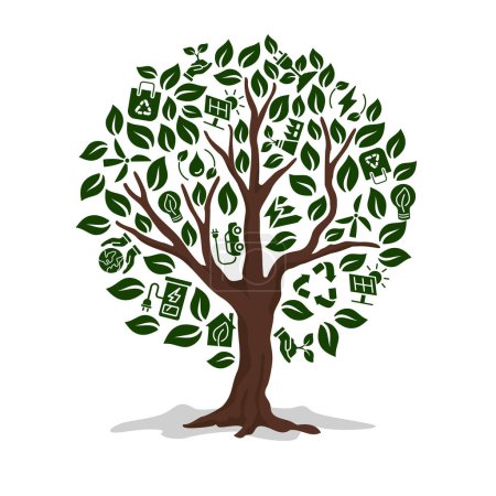 Eco verde iconos árbol, Ecología y naturaleza verde iconos conjunto vector