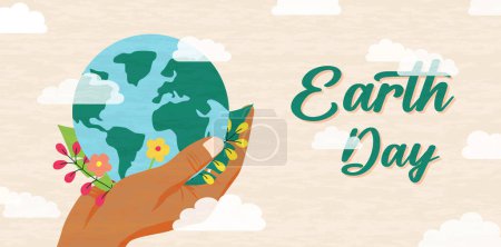 Hand holding the world , Earth day ilustration eco concept 