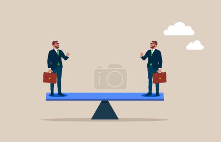 Illustration for Business seesaw and balance. Equal weight business person.  Modern vector illustration in flat style - Royalty Free Image