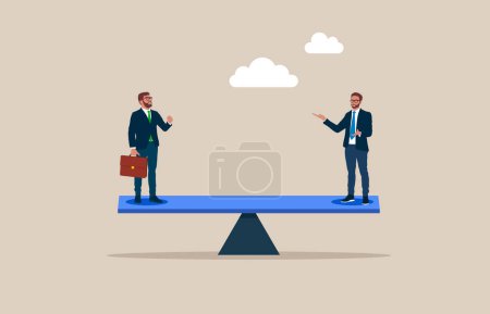 Illustration for Business seesaw and balance. Equal weight business team. Modern vector illustration in flat style - Royalty Free Image