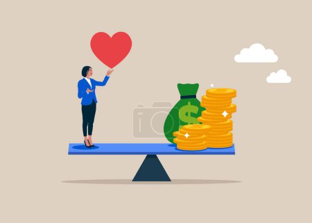 Illustration for Balancing life and work. Business team working on scales. business concept. Modern vector illustration in flat style - Royalty Free Image