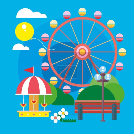 Illustration for Amusement park flat icons vector illustration design - Royalty Free Image