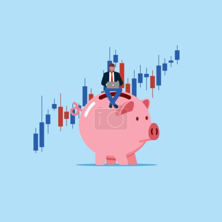 Illustration for Cryptocurrency investing. Modern vector illustration in flat style - Royalty Free Image