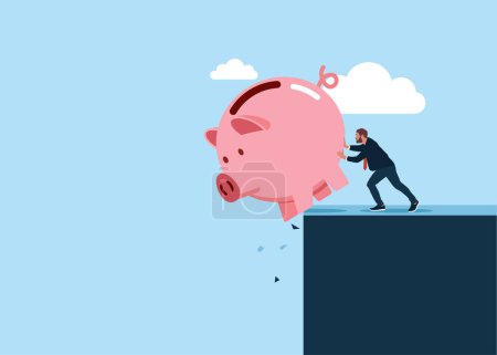  Get rid of pink piggy bank. Modern vector illustration in flat style