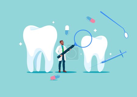 Téléchargez les illustrations : Soins dentaires. Stomatology and Orthodontics Medical Center Dental Care. Diagnostics médicaux d'hôpital d'Internet. - en licence libre de droit